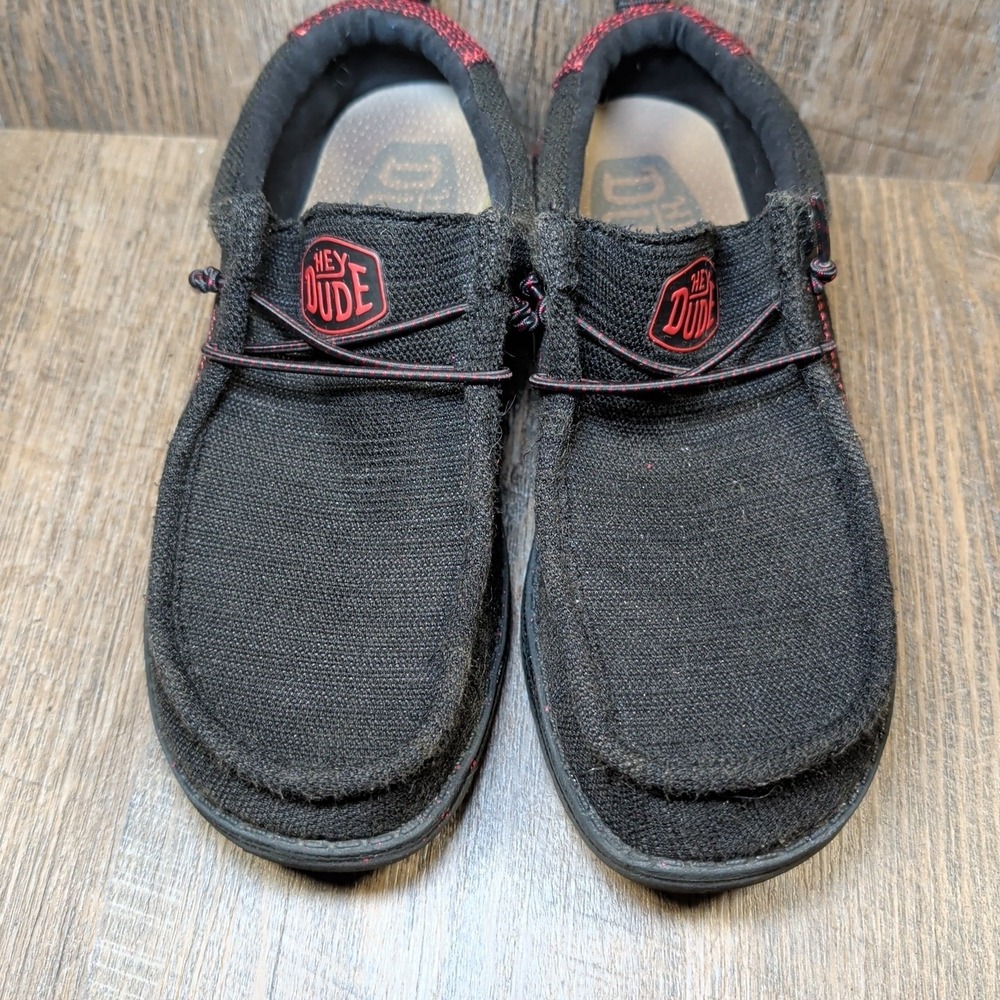 Hey Dude Wally Youth Flow Santiago Black Kids Size 6 Womens Size 7 Casual Slipon - Picture 4 of 13